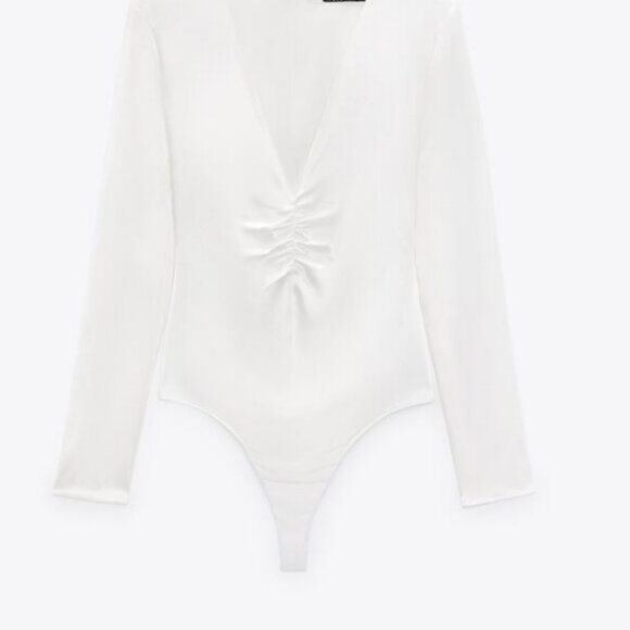 ZARA RUCHED SATIN EFFECT BODYSUIT - Picture 2 of 2